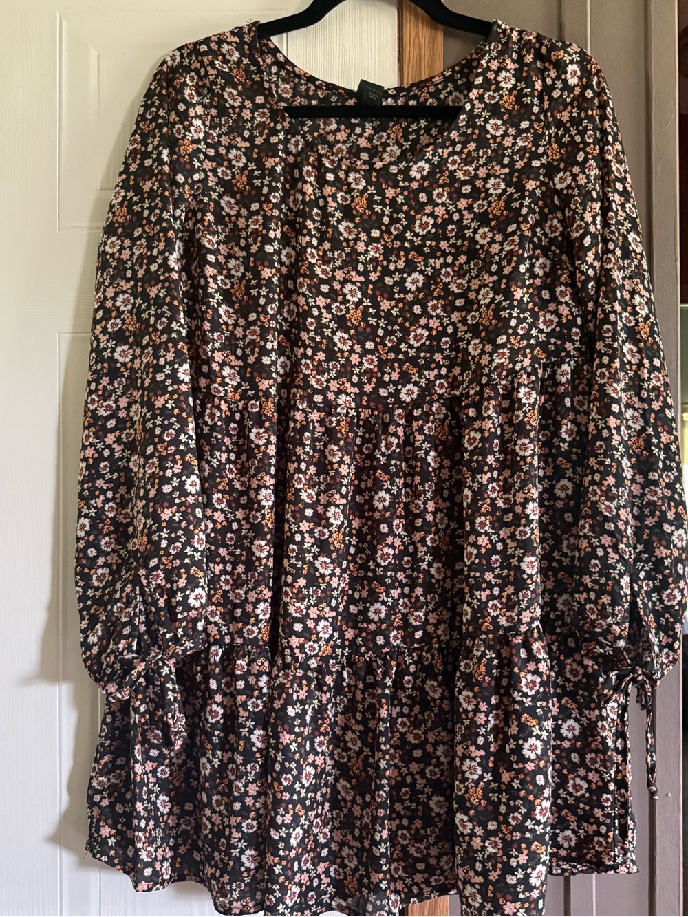 wild fable Black Mini Dress with Pink and Cream Floral Print